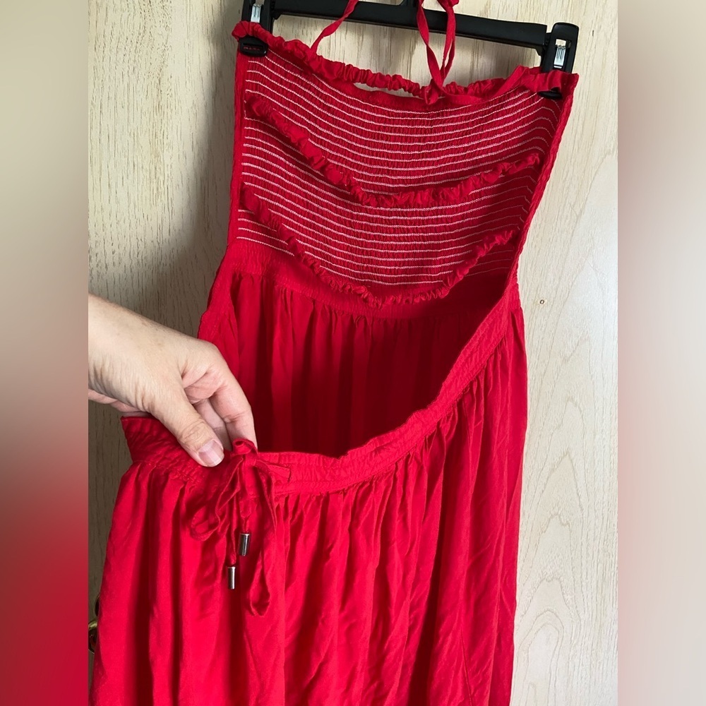 R.Vivimos Women Summer Cotton Sexy Blackless Long Dresses RED Sz Large 12/14 - Picture 8 of 14
